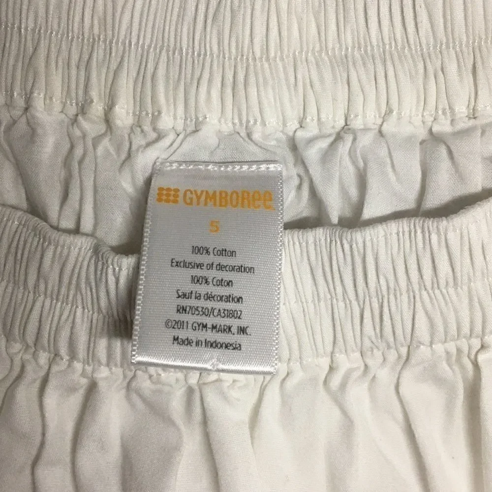 Gymboree size 5 white yellow blue trim elastic